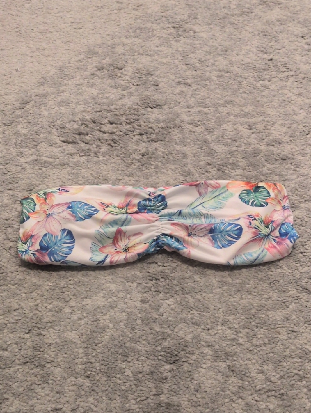 Kalokini Tropical Floral Bandeau Bikini Top Pastel Multicolor